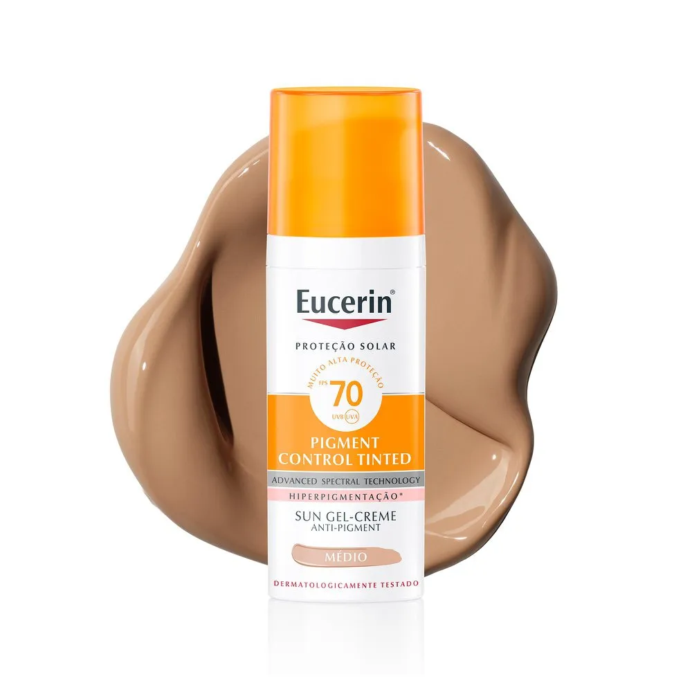 Protetor Solar Facial Eucerin Pigment Control Tinted Cor Média Fps 70 50ml — Eucerin | Farmácia Resyla