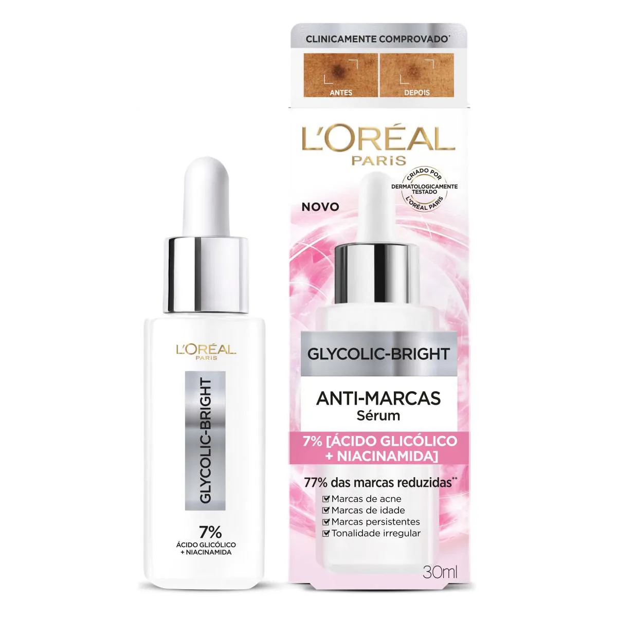 Sérum Facial Anti-Marcas L'oréal Paris Glycolic Bright Iluminador com Ácido Glicólico 30ml — L'Oréal Paris | Farmácia Resyla