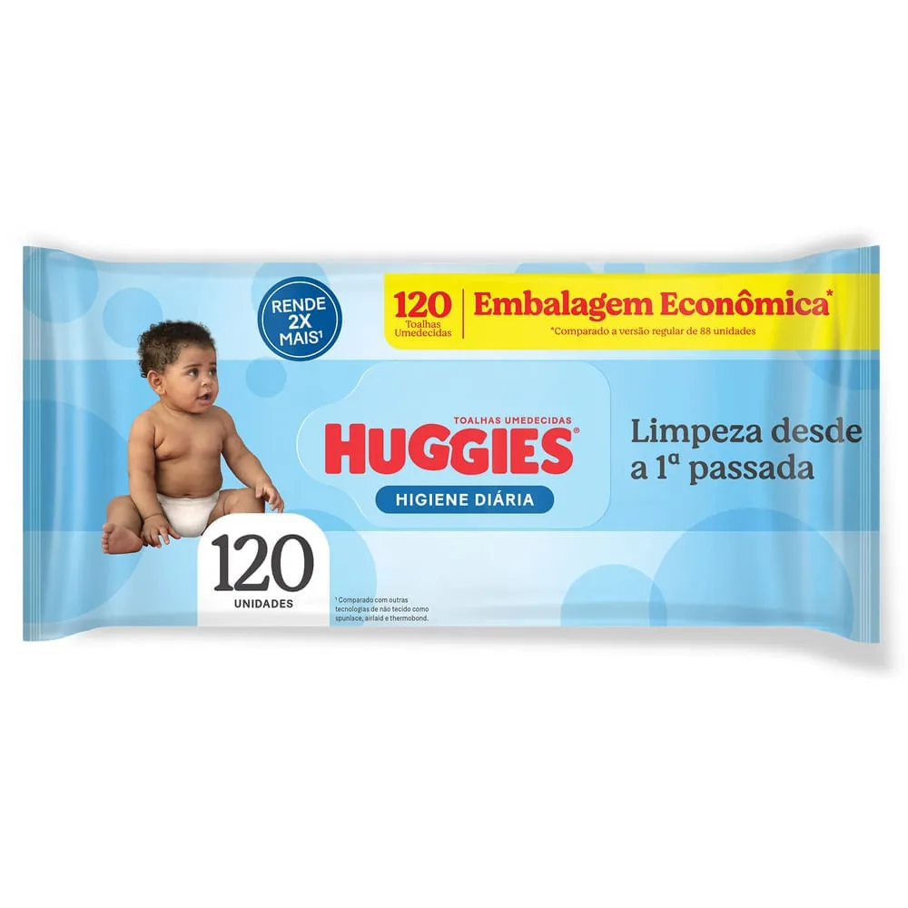 Toalha Umedecida Huggies Higiene Diária 120 Unidades — Huggies | Farmácia Resyla
