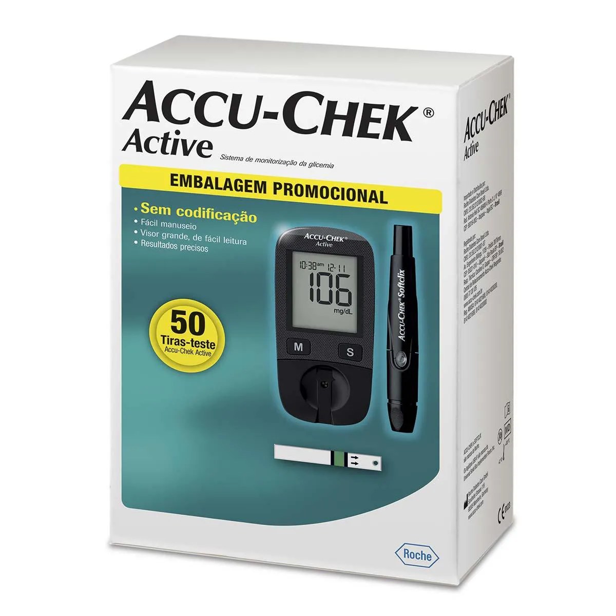 Medidor de Glicose Accu-Chek Active 50 tiras — | Farmácia Resyla