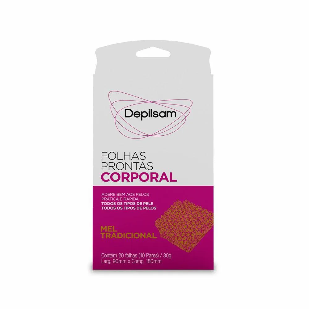 Folhas Prontas para Depilação Corporal Depilsam Mel 20fls — Depilsam | Farmácia Resyla