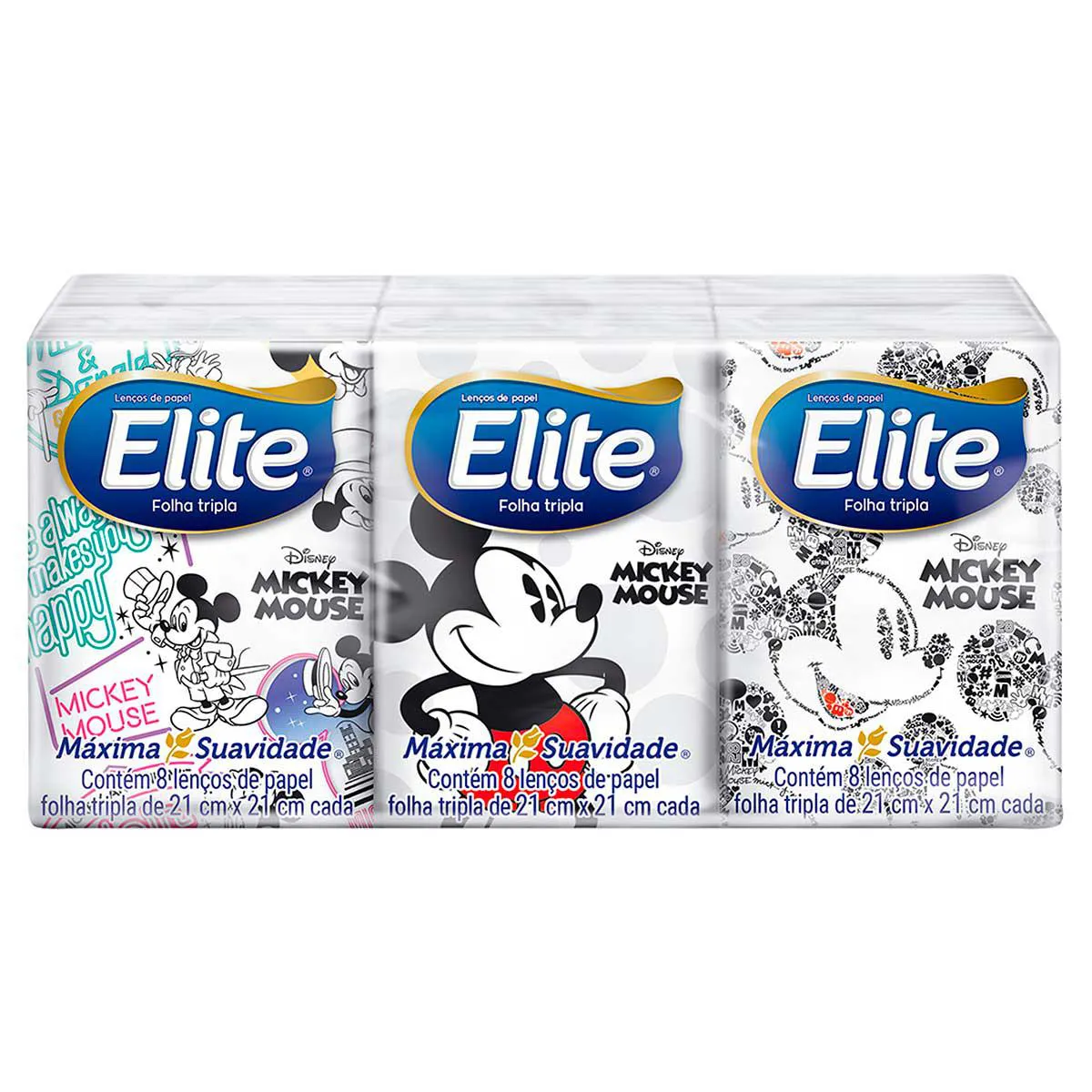 Kit Lenço de Bolso Elite Kids Folha Tripla Mickey 6 unidades — | Farmácia Resyla