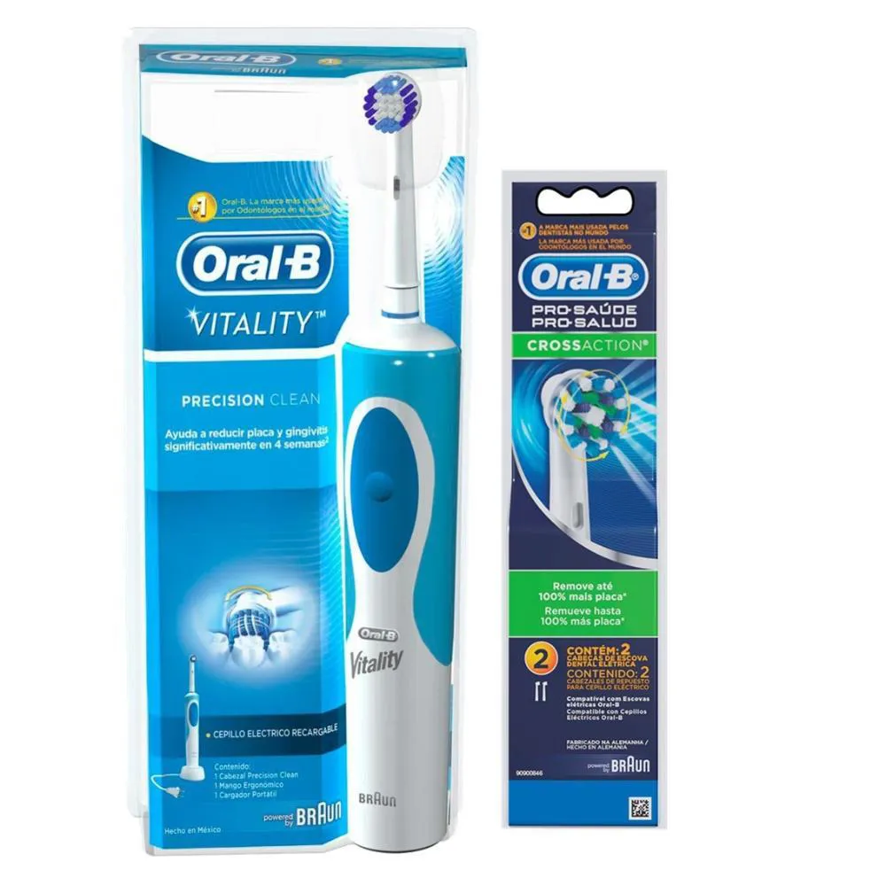 Kit Escova Elétrica Oral-B Vitality D12 110v + Refil Cross Action - 2 unidades — Oral-B | Farmácia Resyla