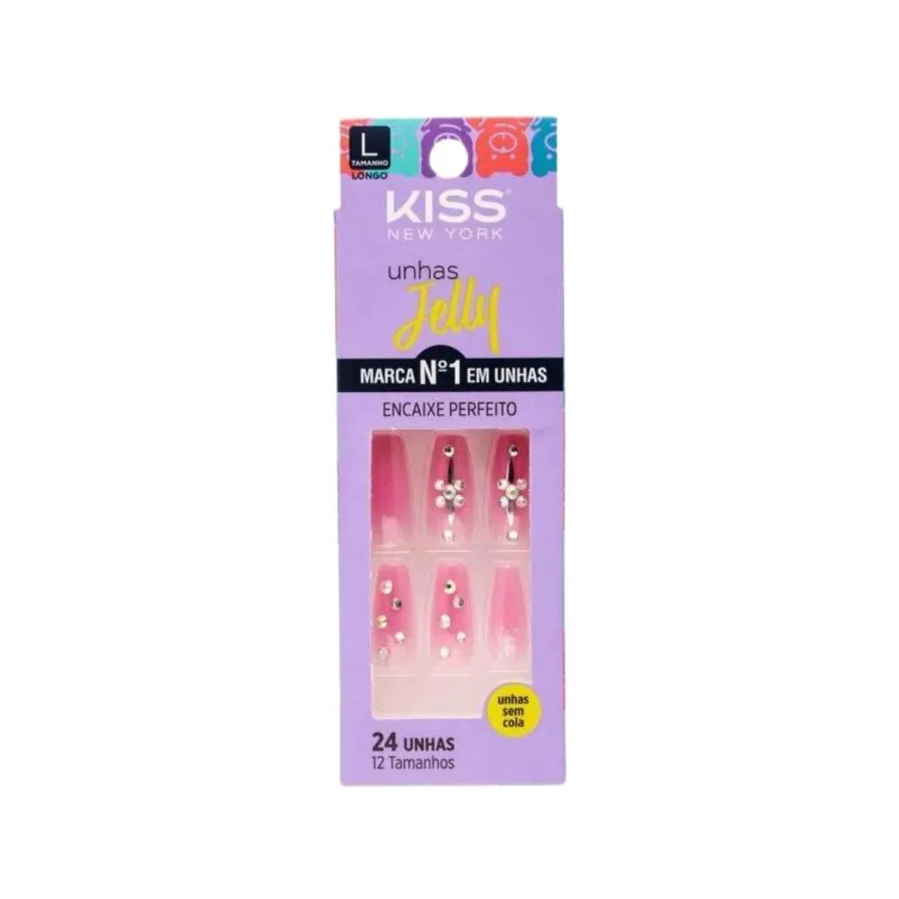 Unhas Postiças Jelly Kiss New York Rosa It Girl Bailarina Longo — Kiss | Farmácia Resyla