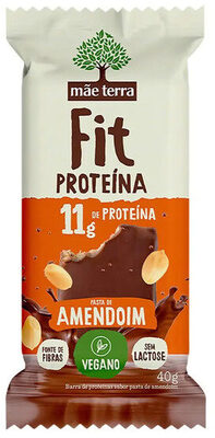 Barra De Proteína Vegana Pasta De Amendoim Zero Lactose Mãe Terra Fit Pacote 40g — | Farmácia Resyla