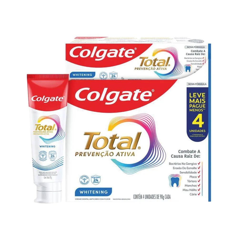 Kit Creme Dental Colgate Total Whitening 90gr Com 4 Unidades — Colgate | Farmácia Resyla