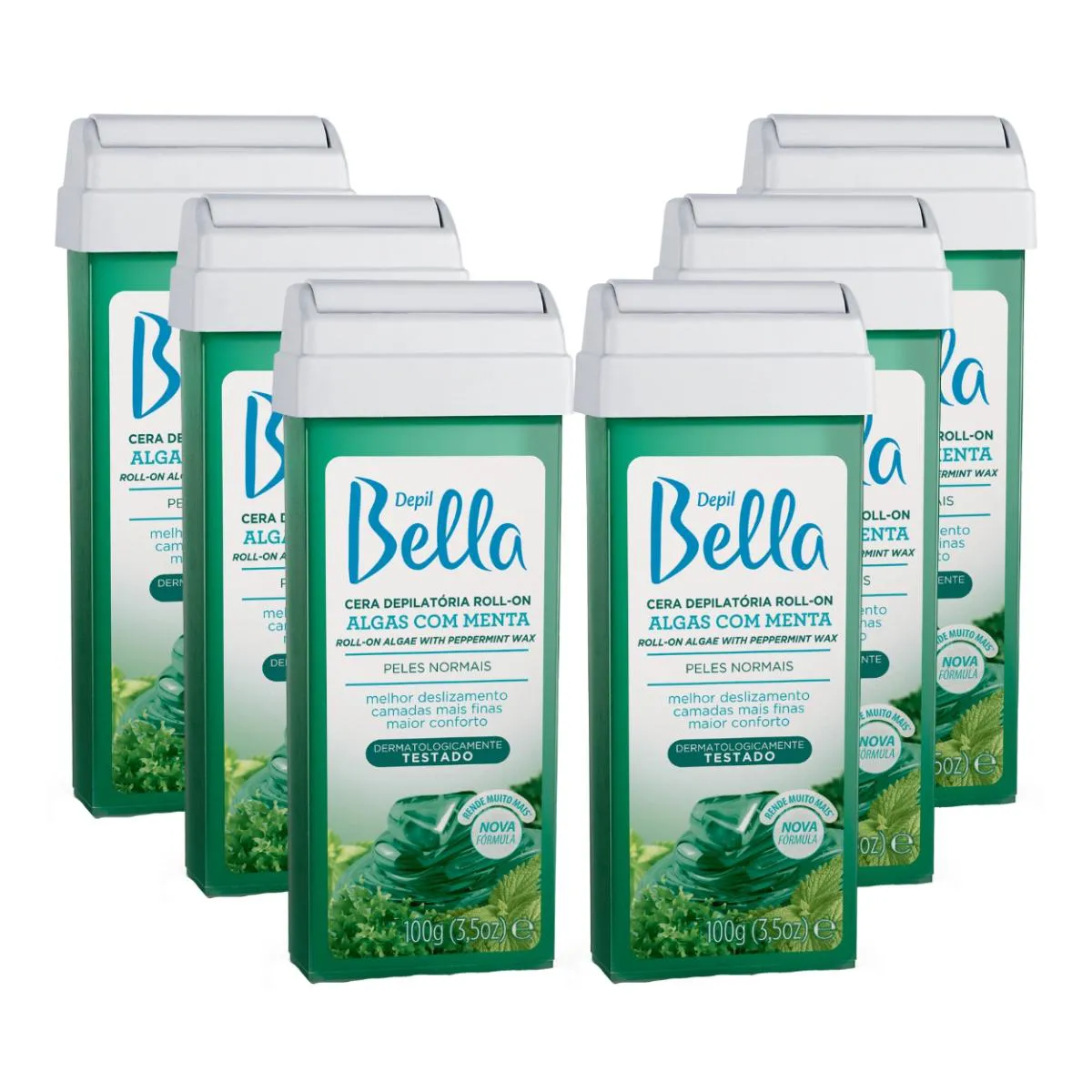 Kit 6 Ceras Roll-On Depilatória Algas com Menta Depil Bella — | Farmácia Resyla