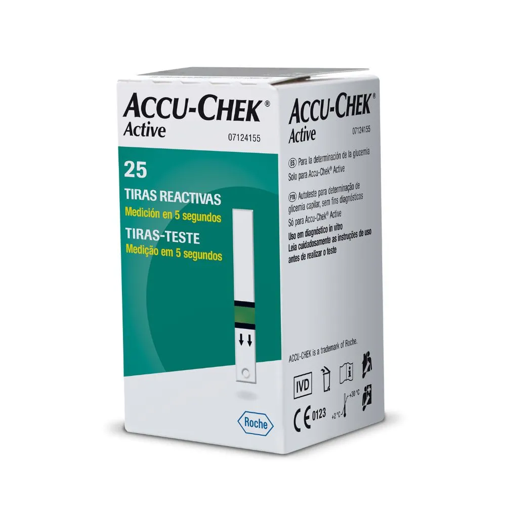 Tira De Teste De Glicose Accu-chek Active 25 Unidades — | Farmácia Resyla