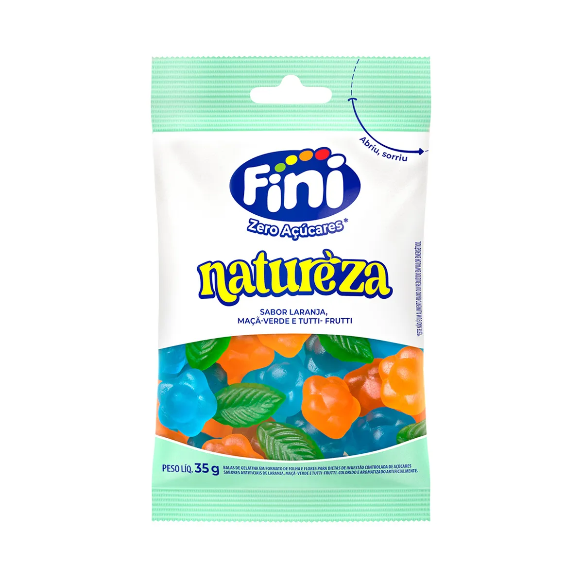 Balas de Gelatina Fini Zero Açúcares Natureza Laranja Tutti-frutti e Maçã Verde 35g — | Farmácia Resyla