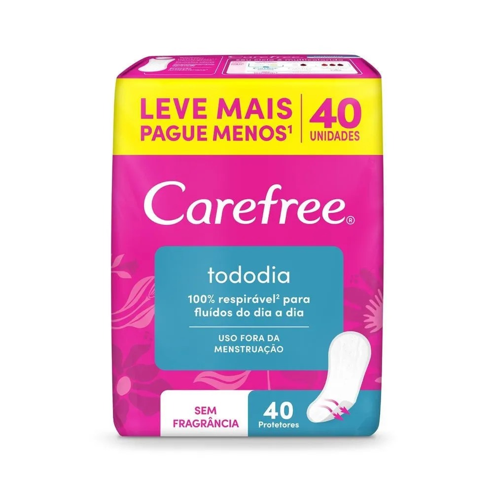 Protetor Diário Carefree Tododia Sem Fragrância 40 Unidades — Carefree | Farmácia Resyla
