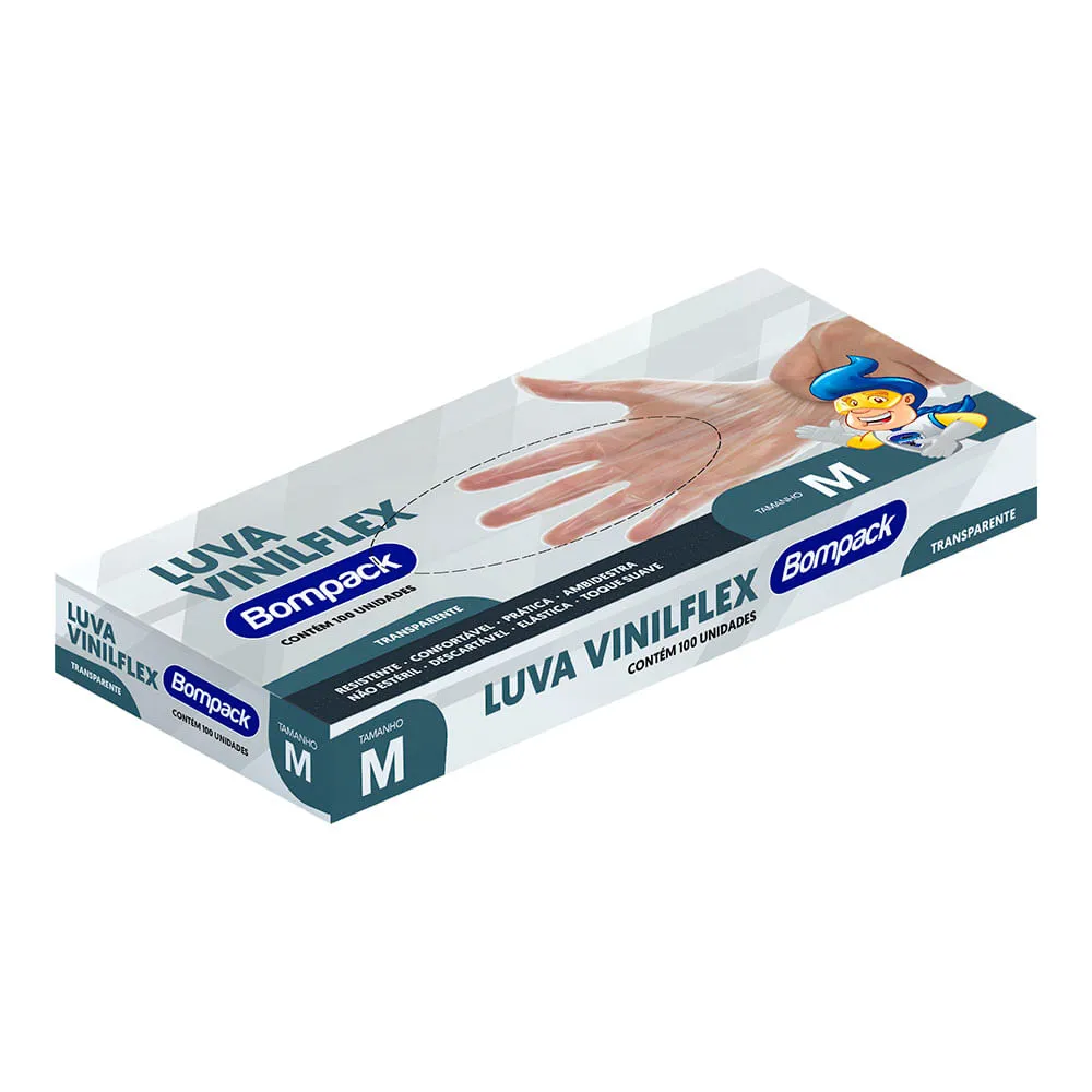 Luva Vinilflex Com 100 Transparente Sem Po M — | Farmácia Resyla