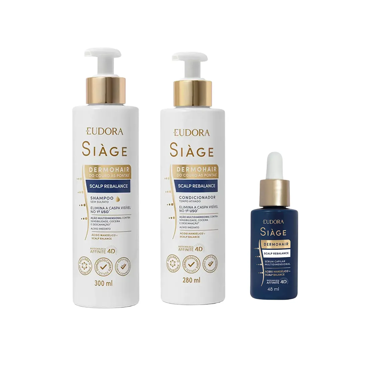 Kit Eudora Siàge DermoHair Anticaspa Shampoo 300ml + Condicionador 280ml + Sérum 48ml — Eudora | Farmácia Resyla