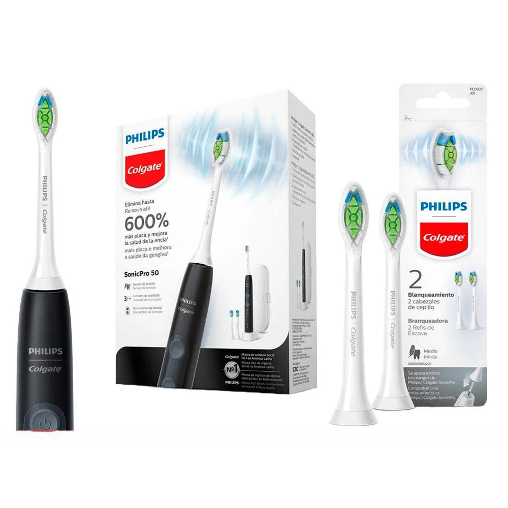 Kit Escova Elétrica Sonicpro 50 + Refil Sonicpro Branqueadora com 2 unidades — | Farmácia Resyla