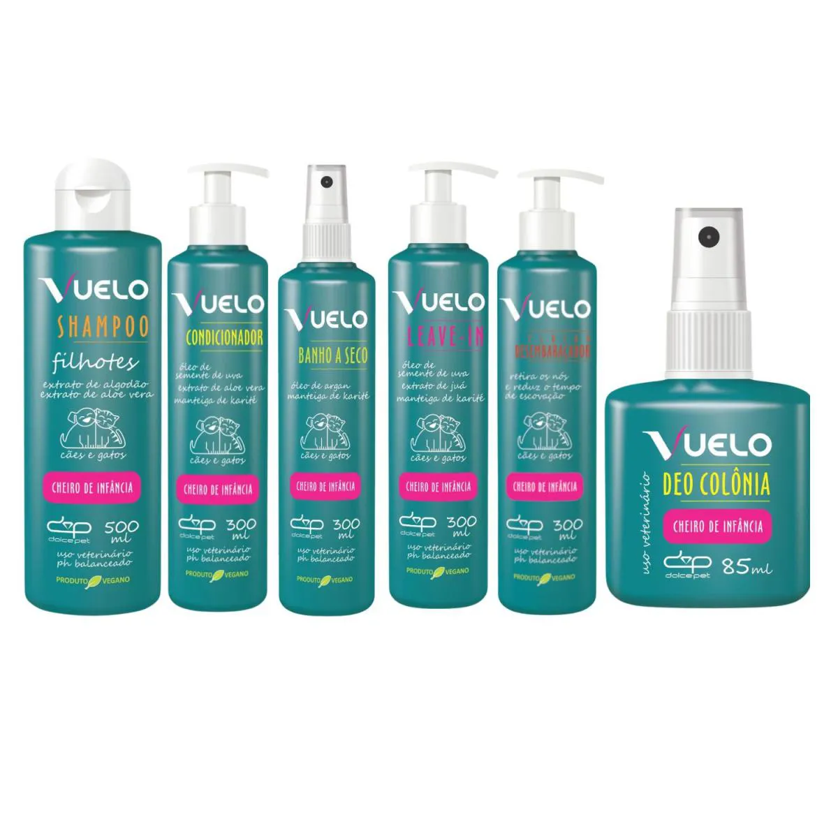 Kit Dolce Pet Shampoo Filhotes + Condicionador + Banho Á Seco + Leave-In + Fluido + Colônia Cheiro de Infância — | Farmácia Resyla