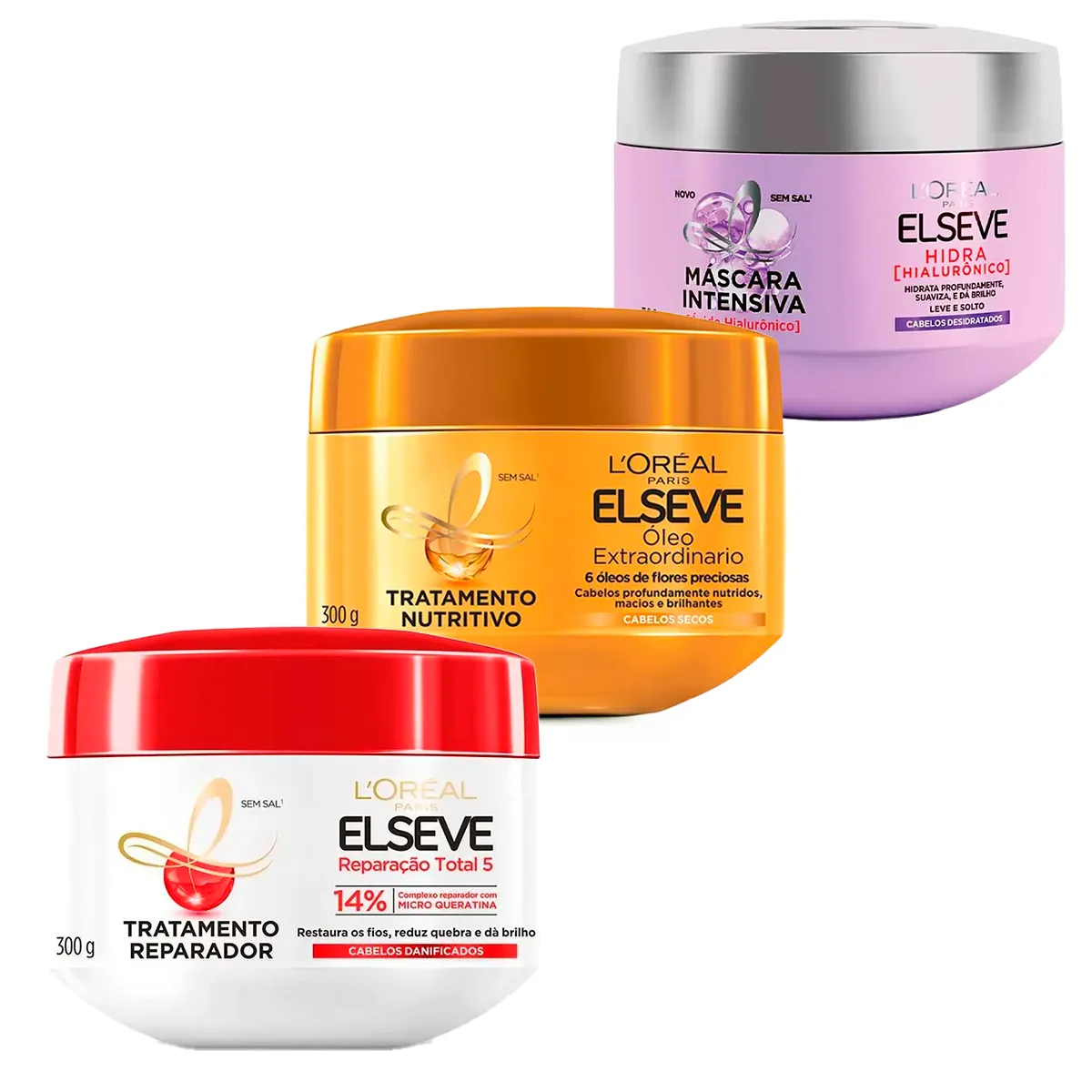 Kit L'Oréal Paris Elseve Cronograma Capilar - Creme de Tratamento Óleo Extraordinário Nutrição Intensa + Preenchedor Hidra Hialurônico + Reparação Total 5 — L'Oréal Paris | Farmácia Resyla