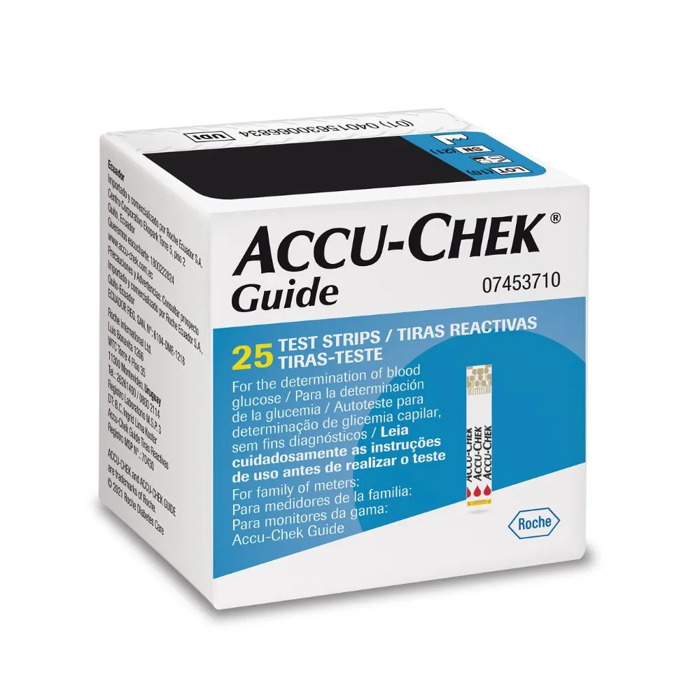 Tira De Teste De Glicose Accu-chek Guide 25 Unidades — | Farmácia Resyla
