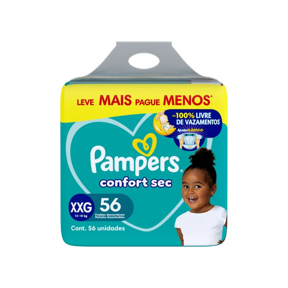 Fralda Pampers Confort Sec Xxg Super Fortebag Com 56 Unidades — Pampers | Farmácia Resyla