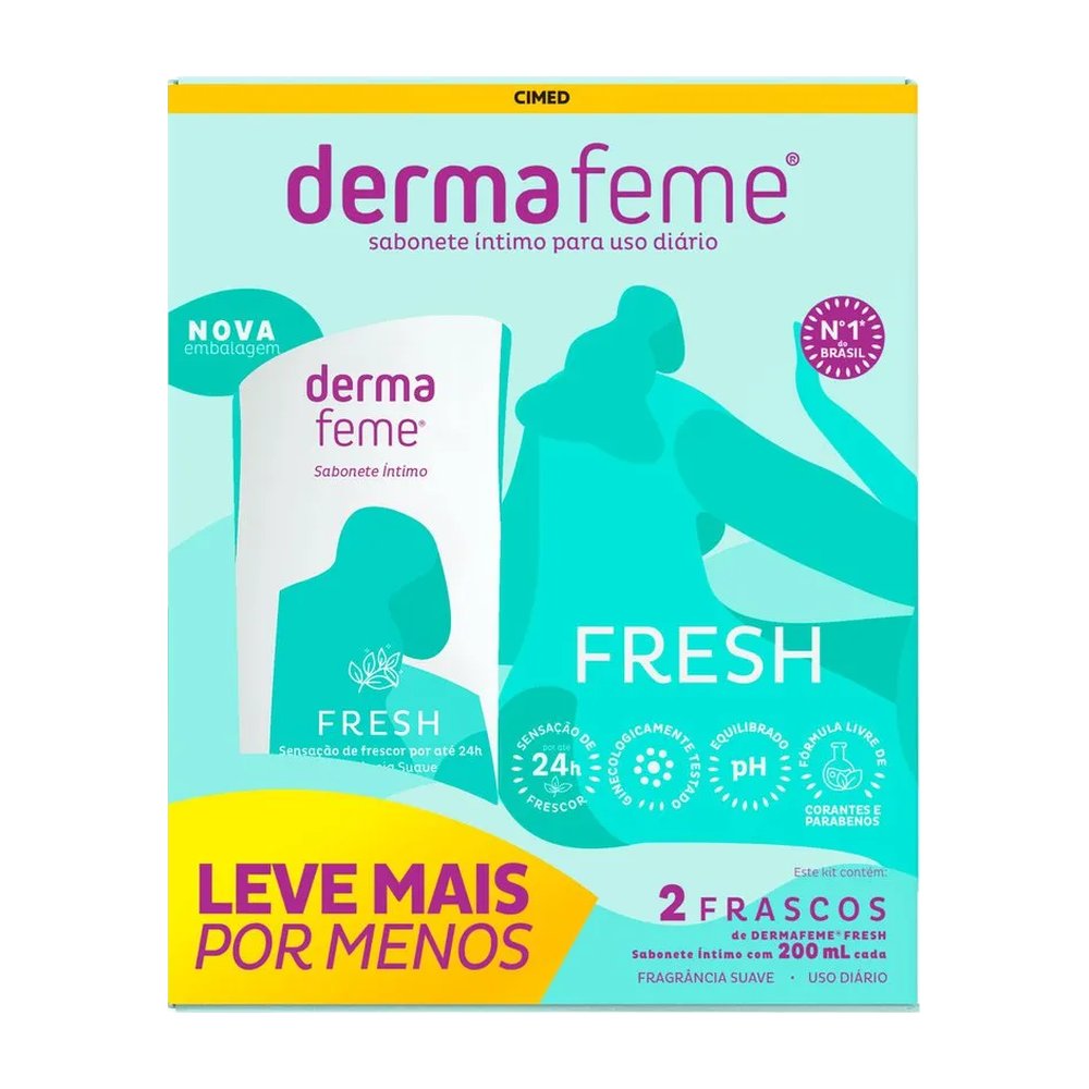 Sabonete Líquido Íntimo Fresh Dermafeme 2 Unidades 200ml Cada — | Farmácia Resyla