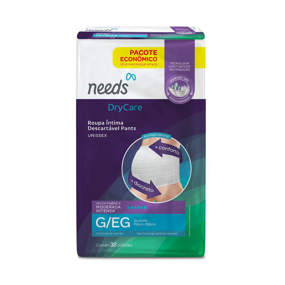 Roupa Íntima Descartável Needs Pants DryCare G/EG 32 Unidades — Needs | Farmácia Resyla