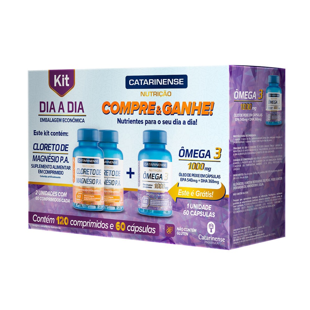 Dia A Dia Catarinense Cloreto De Magnesio P.a Com 120 Comprimidos+ Omega 3 60 Capsulas Espe — | Farmácia Resyla