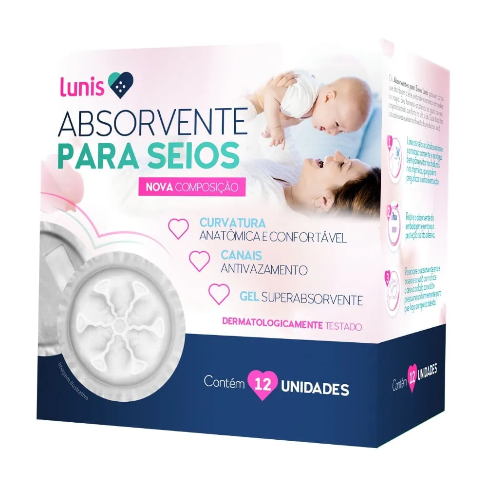 Absorvente Para Seios Lunis Com 12 Unidades — | Farmácia Resyla