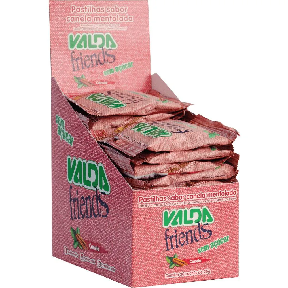 Valda Friends Pastilha Sabor Canela Mentolado Contém 10 Sachês de 25g Cada — Valda | Farmácia Resyla