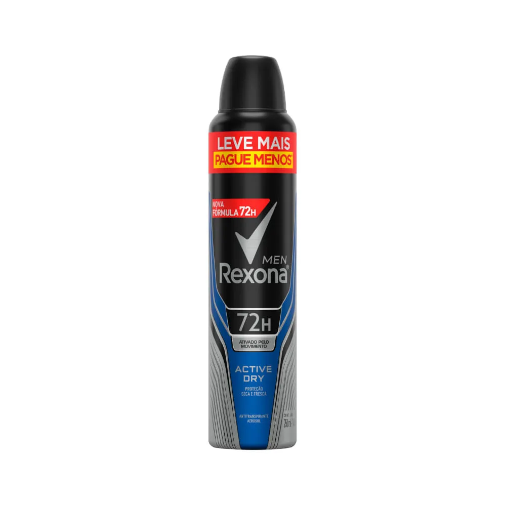 Desodorante Rexona Masculino 250ml Aerossol Active Dry — Rexona | Farmácia Resyla