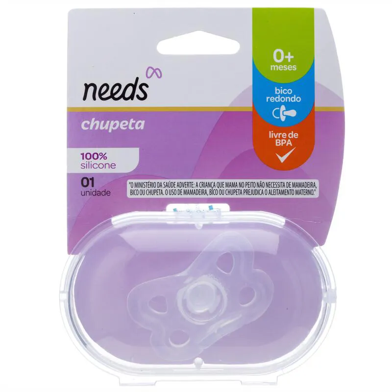 Chupeta de Silicone Bico Redondo Needs 0 a 6 Meses 1 Unidade — Needs | Farmácia Resyla