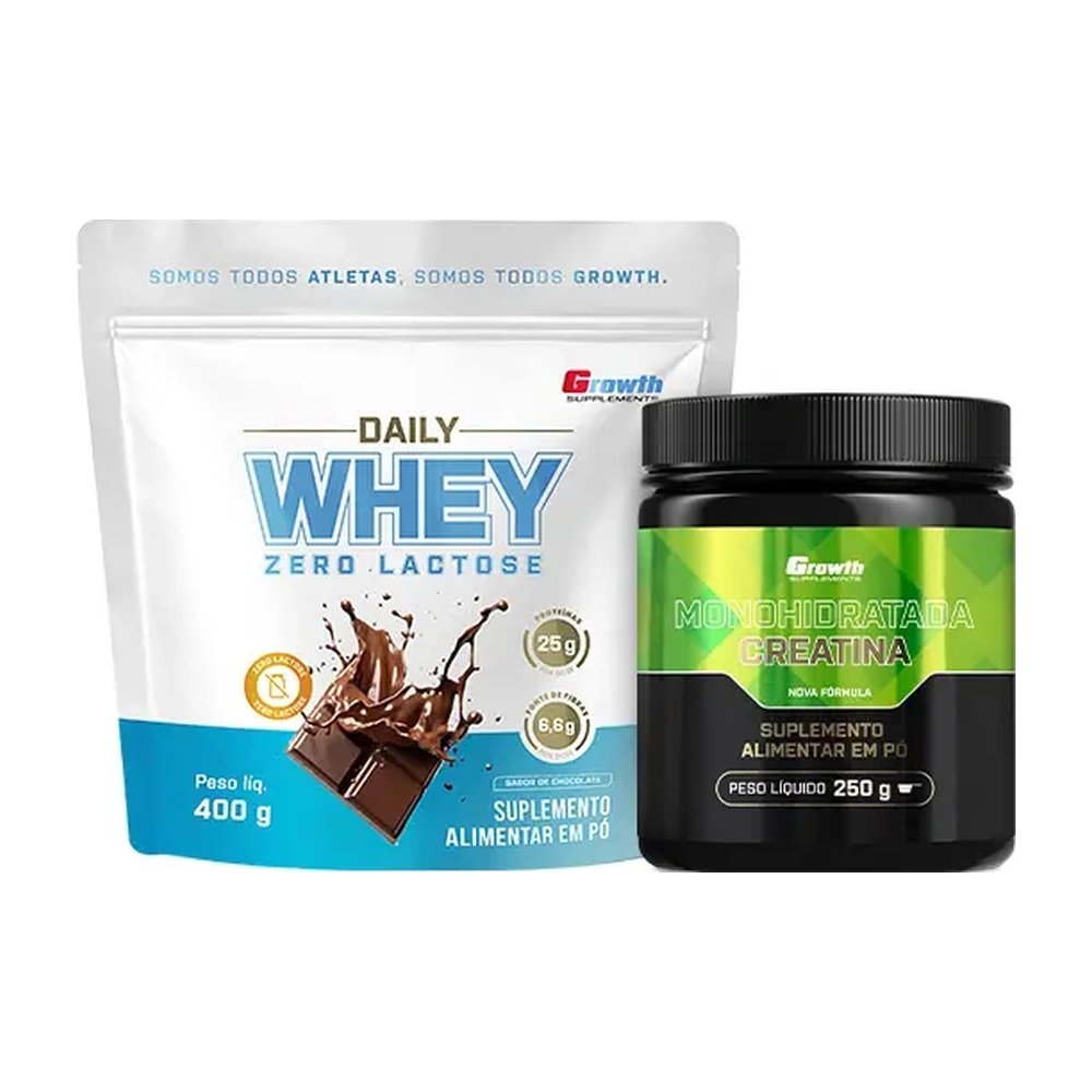 Kit Daily Whey Zero Lactose 400g e Creatina Monohidratada 250g — | Farmácia Resyla