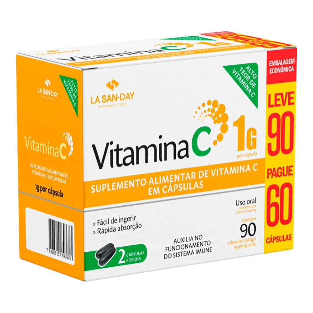 Vitamina C Lasanday 90 Capsulas 1gr — | Farmácia Resyla