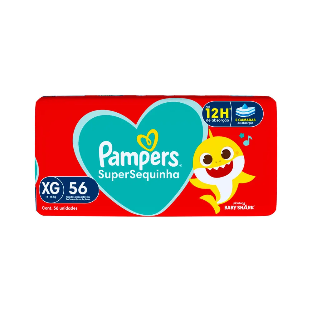 Fralda Pampers Supersequinha Baby Shark Xg 56 Unidades — Pampers | Farmácia Resyla