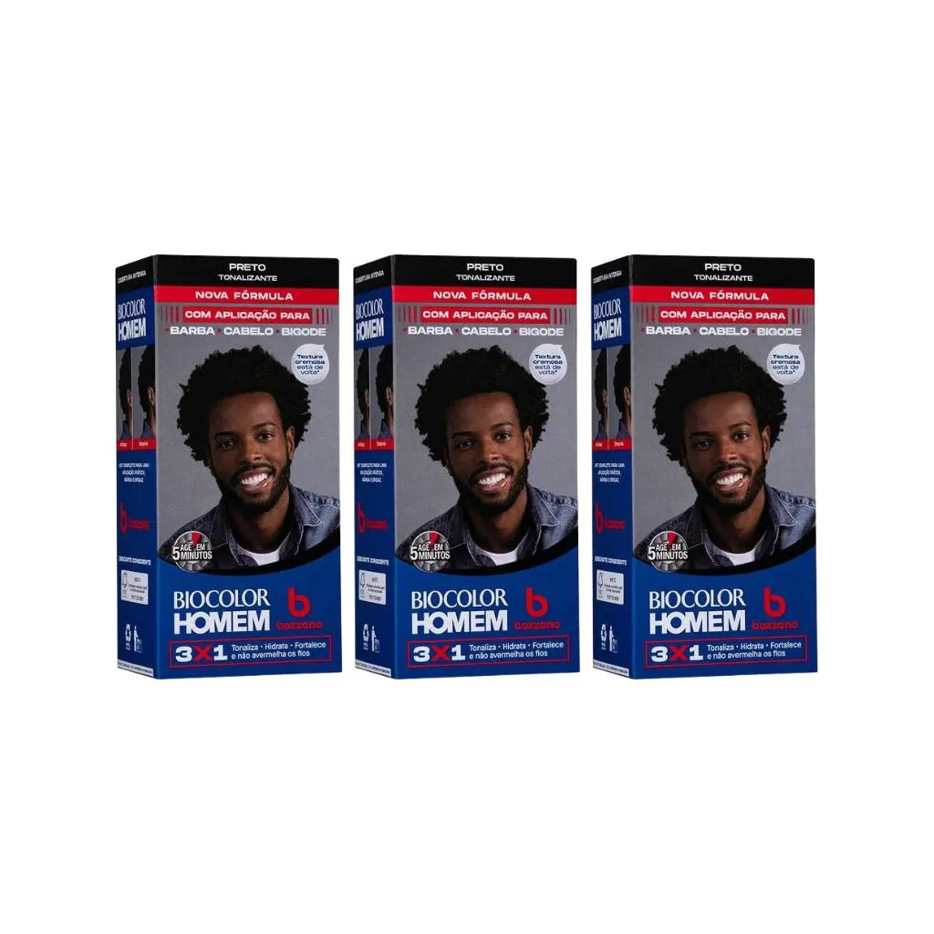 Coloraçao Biocolor Homem Bozzano Preto - Kit C / 3un — Biocolor | Farmácia Resyla