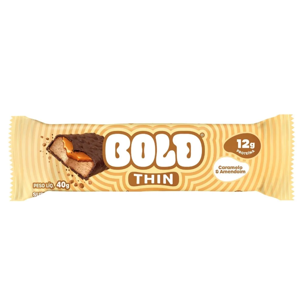 Barra De Proteína Bold Thin Caramelo E Amendoim 40g — | Farmácia Resyla