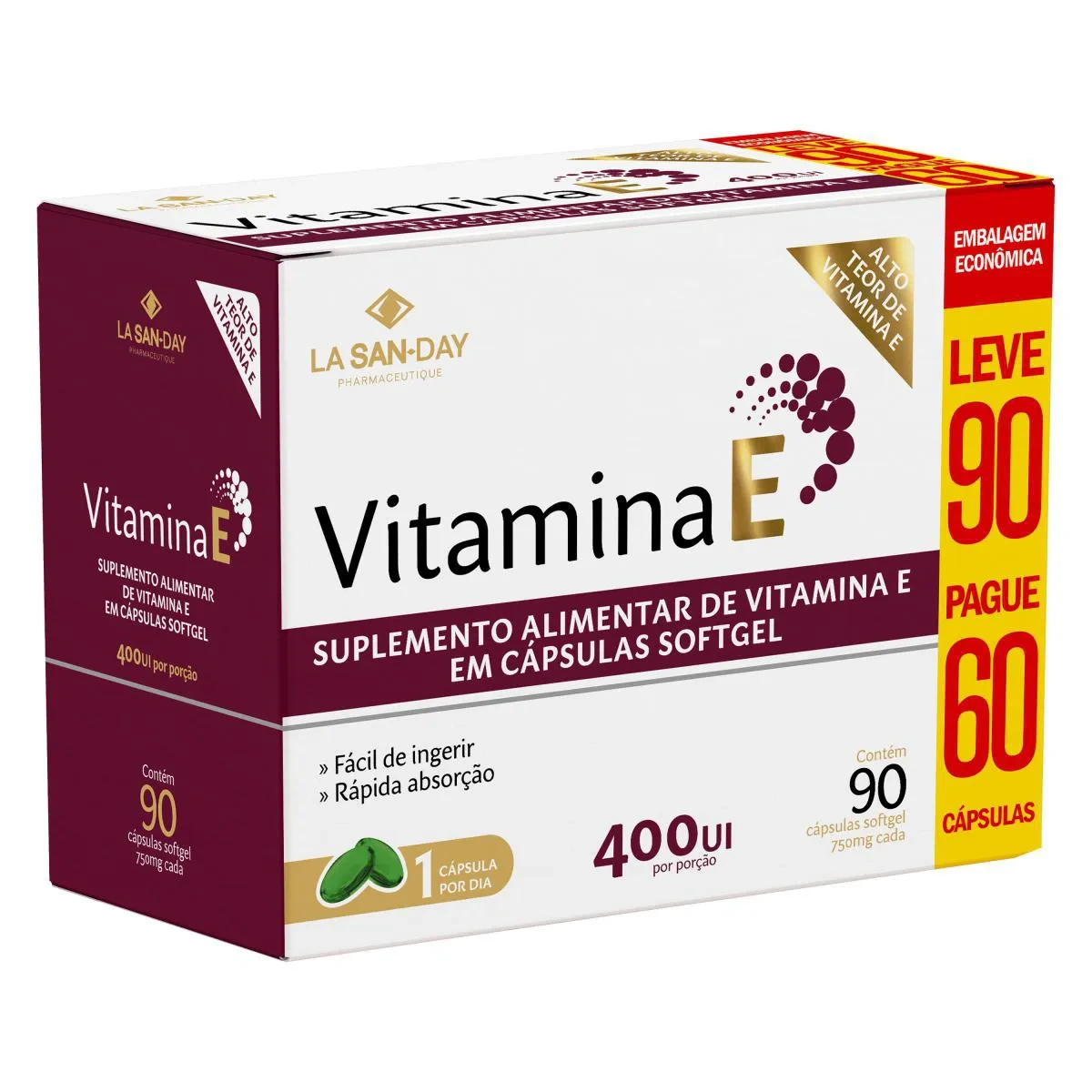 Vitamina e 400ui – 90 cápsulas – La San Day — | Farmácia Resyla