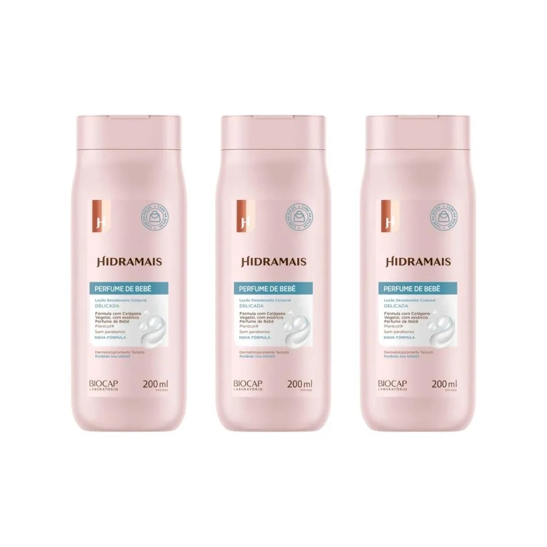 HIDRATANTE CORPORAL HIDRAMAIS 200ML PERFUME BEBE – KIT C/3UN — Hidramais | Farmácia Resyla