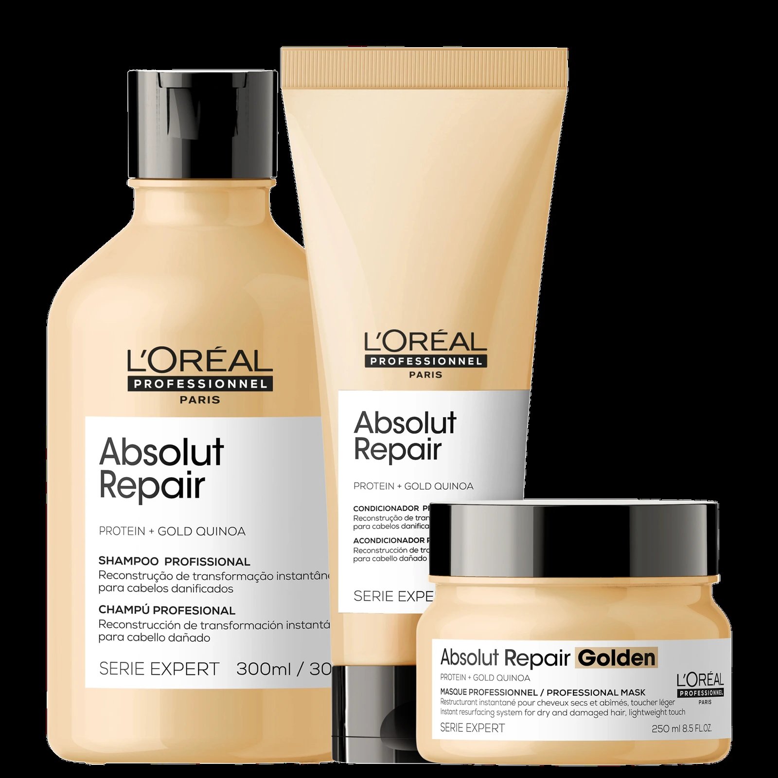 Kit L’Oréal Professionnel Serie Expert Absolut Repair Gold Quinoa + Protein Golden Trio (3 Produtos) — | Farmácia Resyla