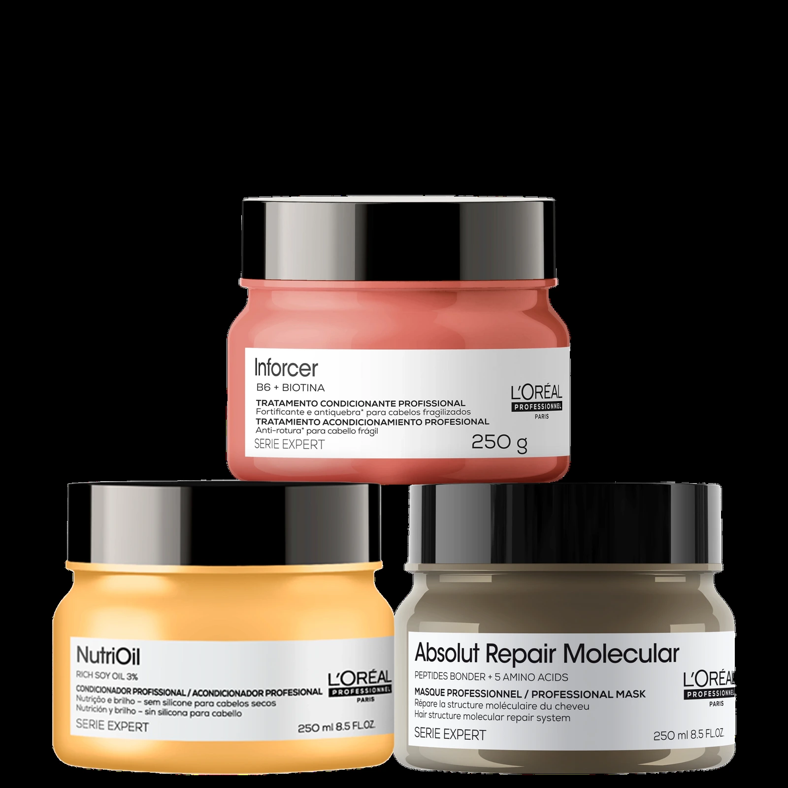 Kit L’Oréal Professionnel Absolut Repair Molecular + NutriOil + Inforcer Masks (3 Produtos) — | Farmácia Resyla