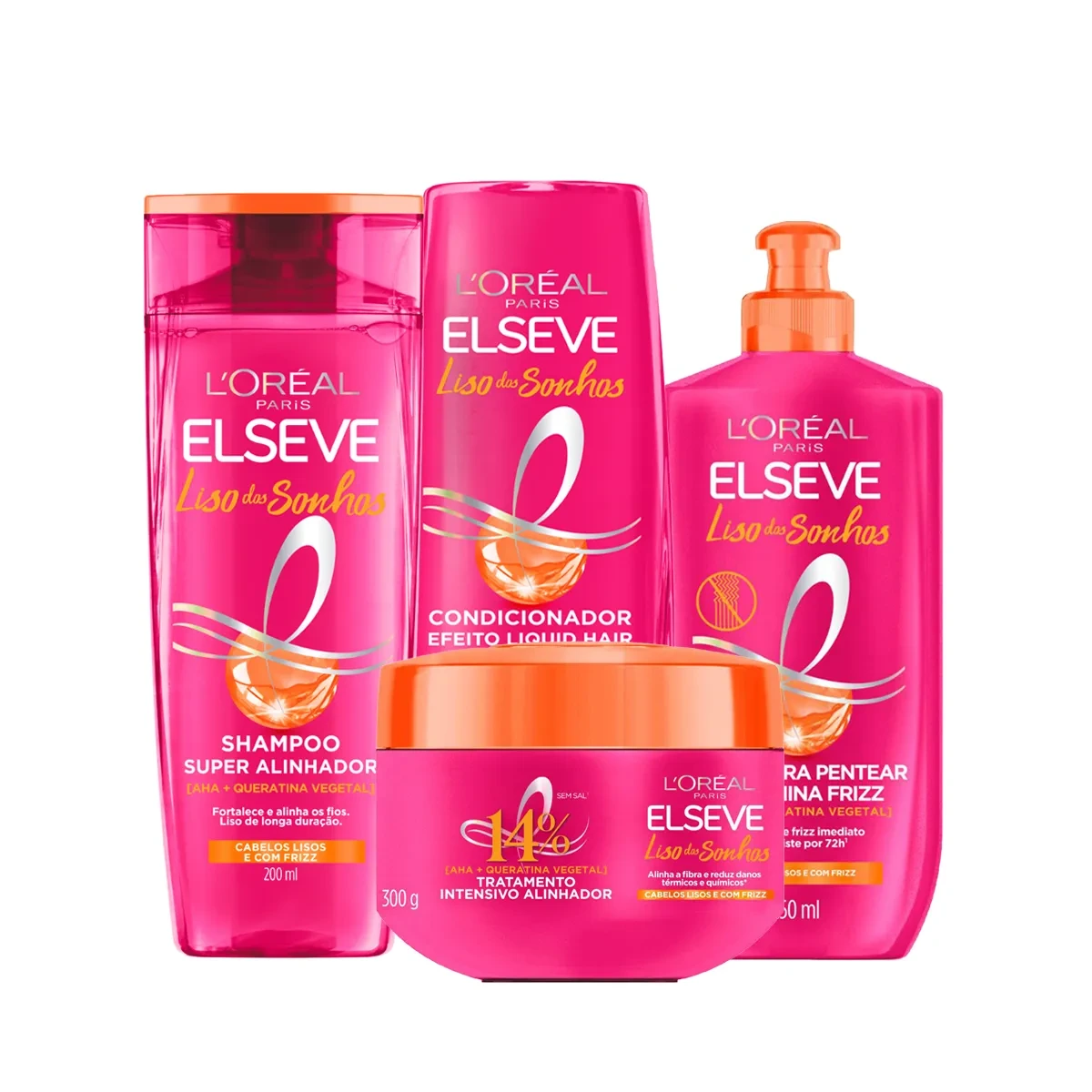 Kit L’Oréal Paris Elseve Liso dos Sonhos Shampoo 200ml + Condicionador 200ml + Creme de Tratamento 300g + Creme de Pentear 250ml — Elseve | Farmácia Resyla