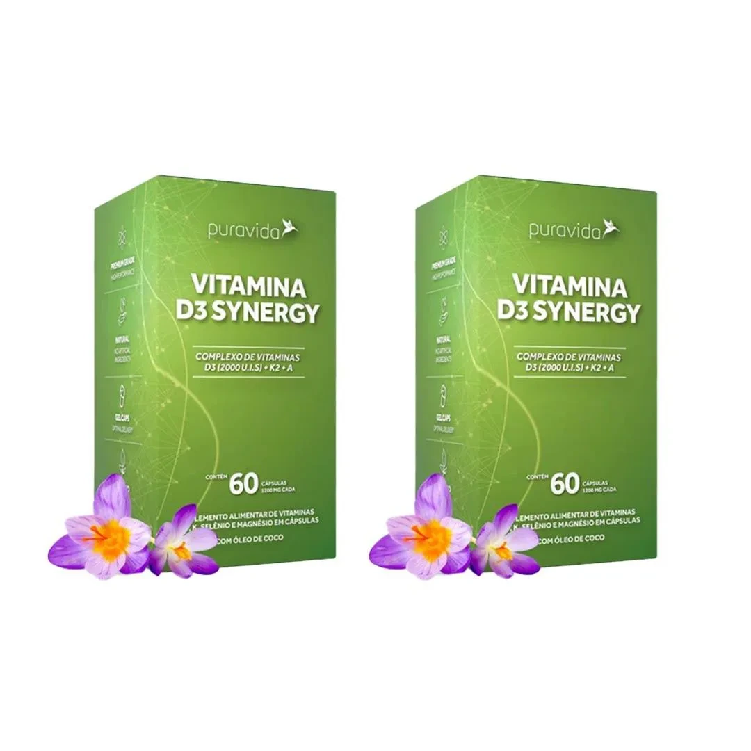 Vitamina D3 Synergy Kit com 2 – 60 Caps – Puravida — Puravida | Farmácia Resyla