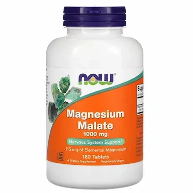 Magnésio Malato 1000MG Com 180 Tabletes – Now Foods — Now Foods | Farmácia Resyla