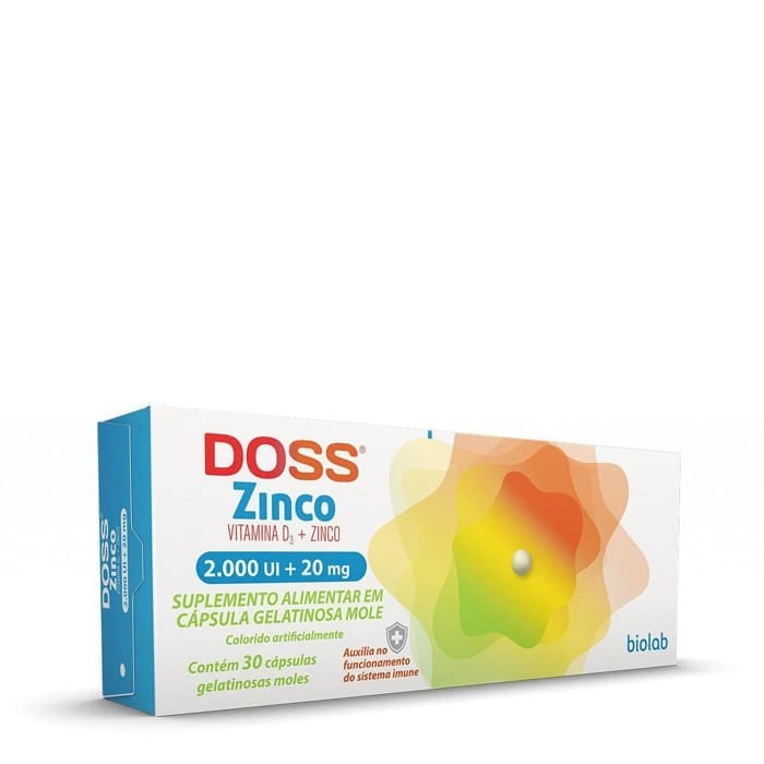 Doss Zinco 2000 UI + 20 mg 30 cápsulas Biolab — Biolab | Farmácia Resyla