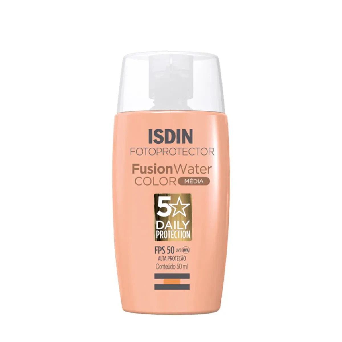 Isdin Fusion Water 5 Stars Fps50 Color Média – Protetor Solar Facial com Cor 50ml — Isdin | Farmácia Resyla