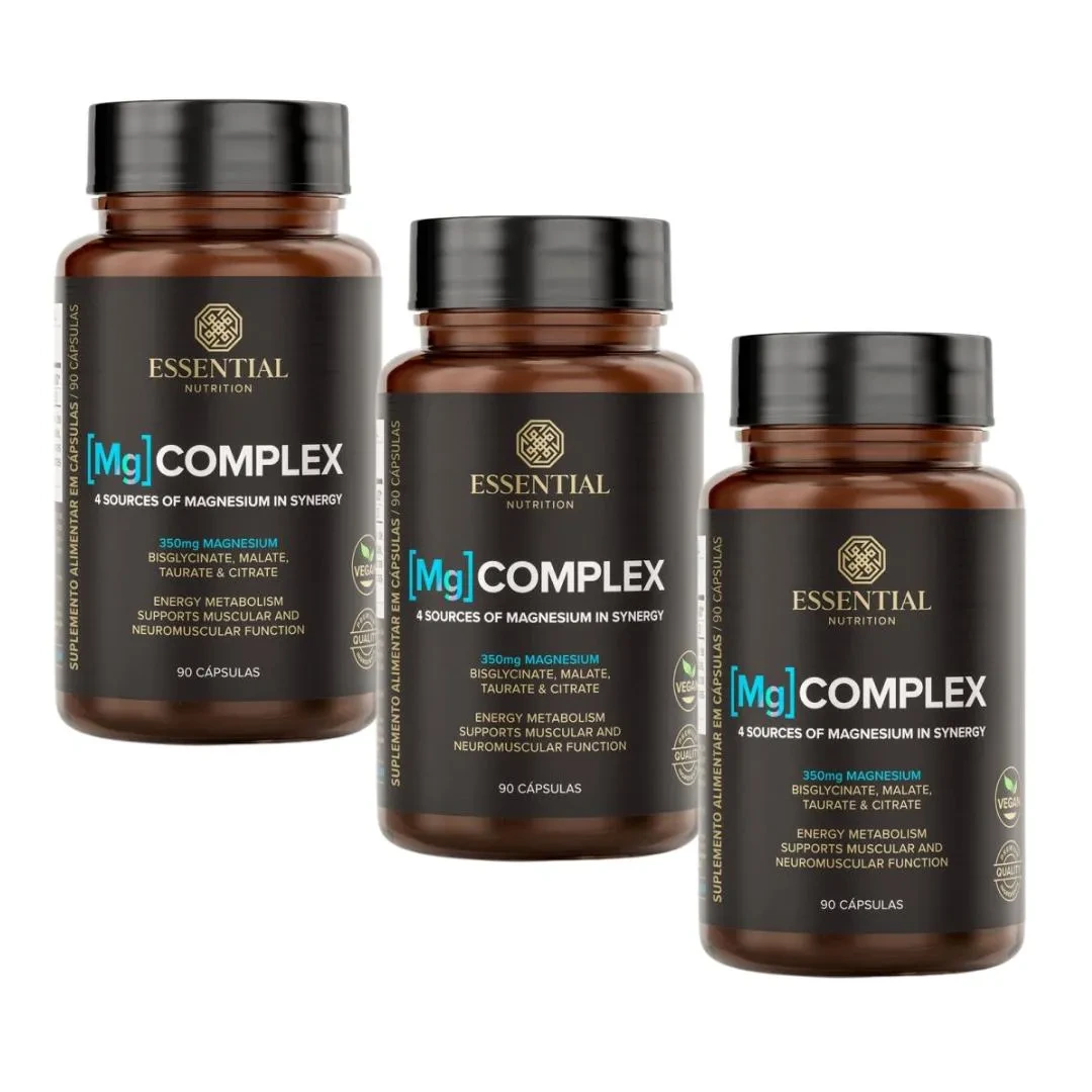 Kit 3x Mg Complex – 4 Tipos de Magnésio – 90 cápsulas – Essential Nutrition — Essential Nutrition | Farmácia Resyla
