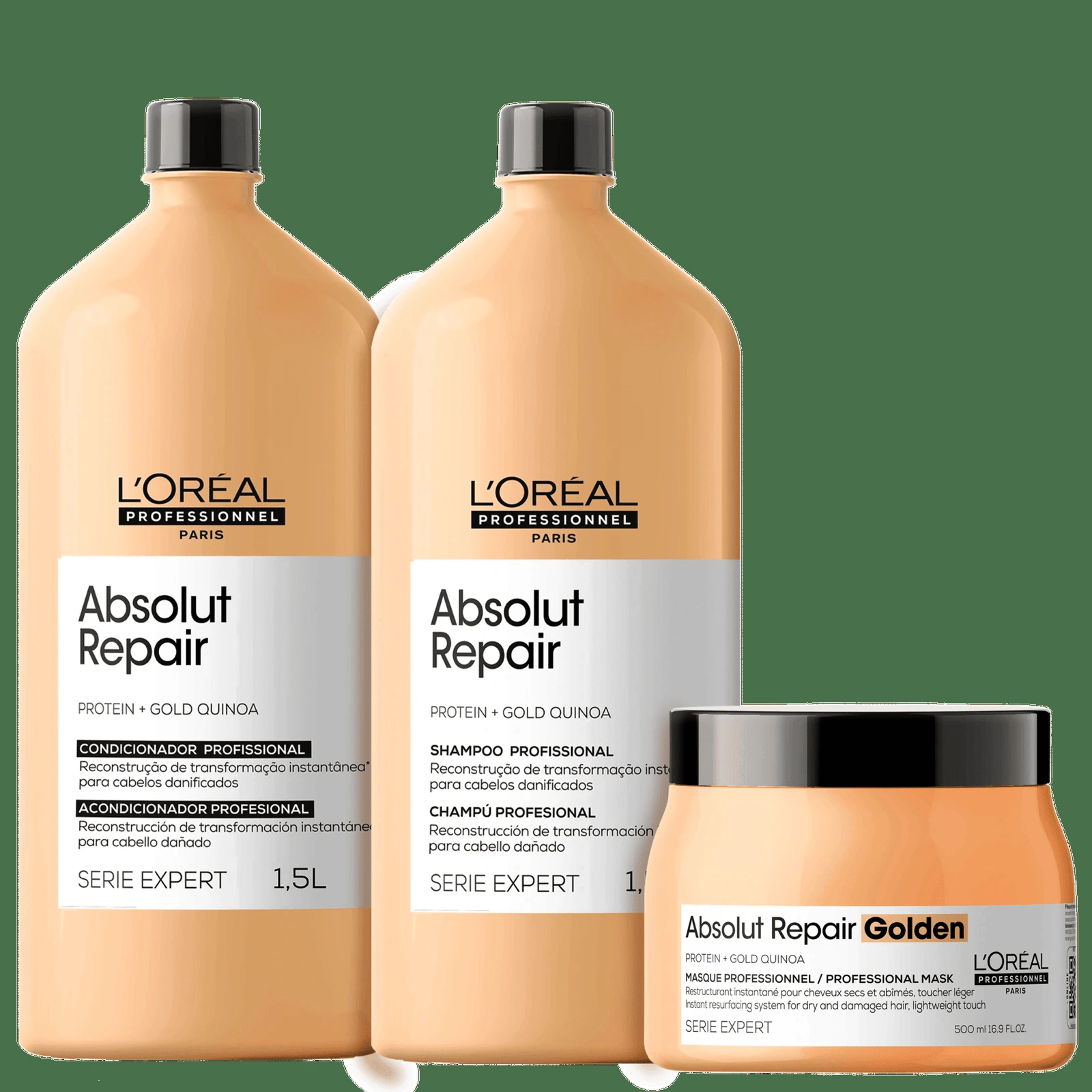 Kit L’Oréal Professionnel Serie Expert Absolut Repair Gold Quinoa + Protein Golden Salon Trio (3 Produtos) — | Farmácia Resyla