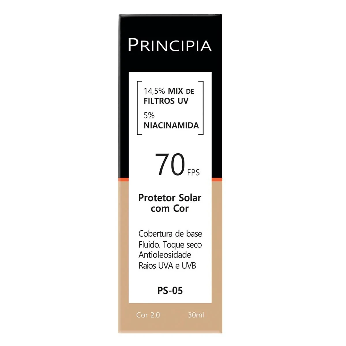 Protetor Solar Facial Principia Skincare PS-05 14,5% Mix de Filtros Uv + 5% Niacinamida FPS 70 Cor 2.0 30ml — Principia | Farmácia Resyla
