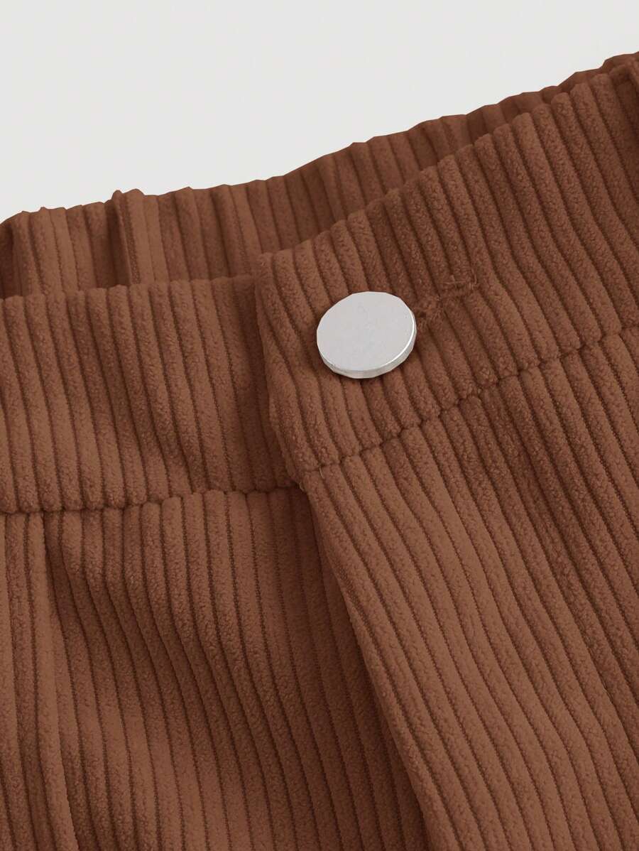 Conjunto Feminino de Top Camisole e Calça de Perna Larga Castanho