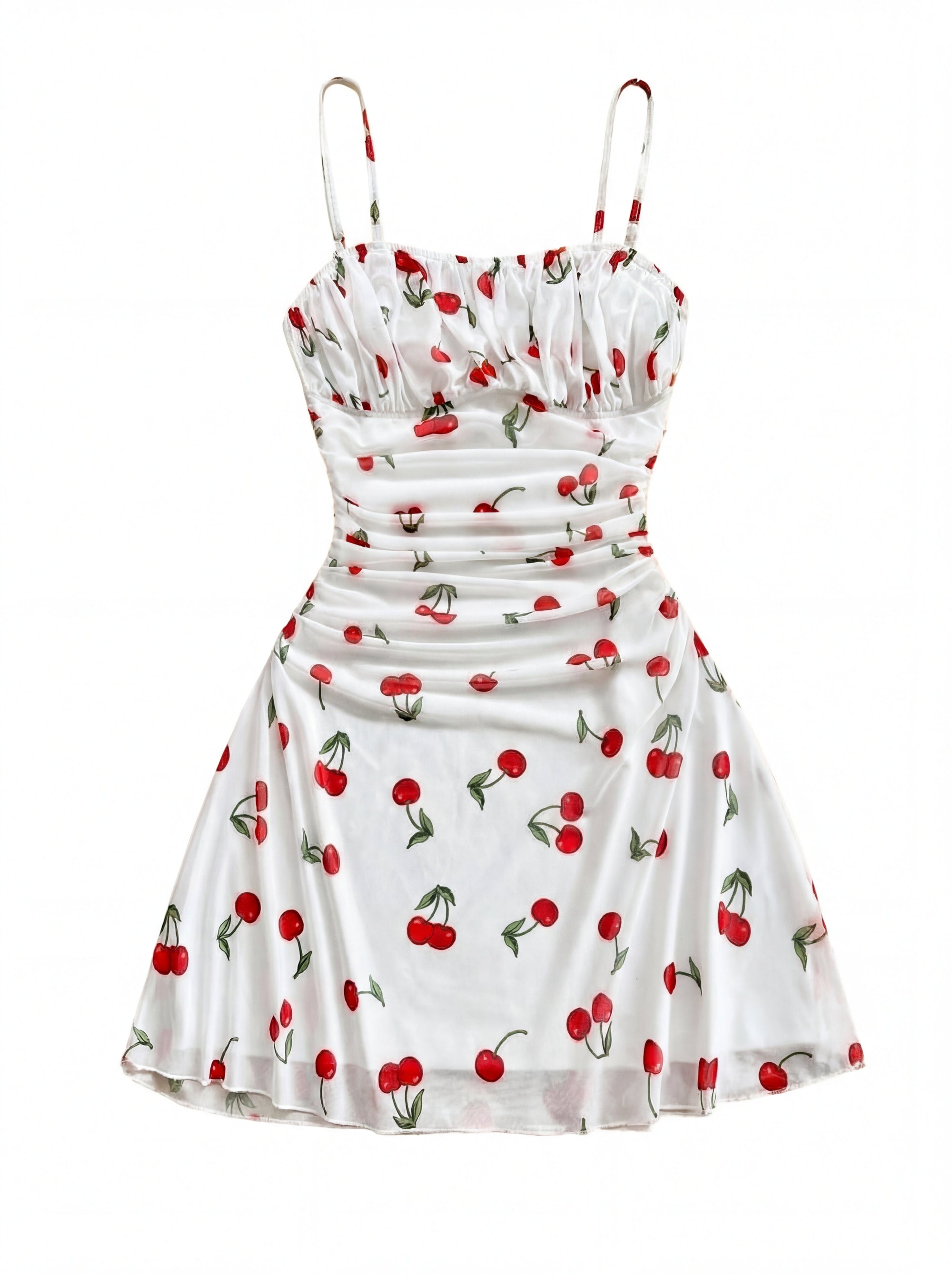 Vestido Mini Feminino Slip Boho com Estampa Floral  Vermelho e Branco
