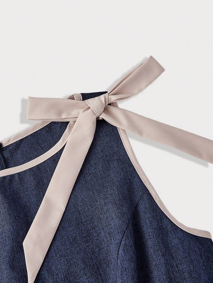 Vestido Longo Feminino Elegante em A – Azul Marinho