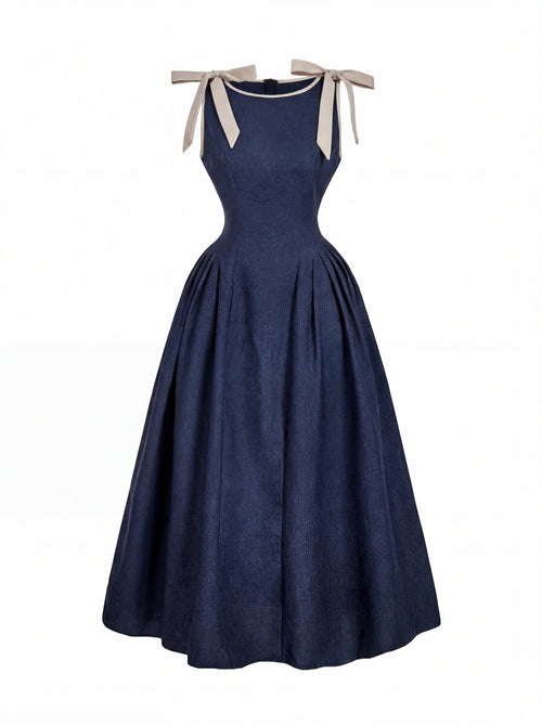 Vestido Longo Feminino Elegante em A – Azul Marinho