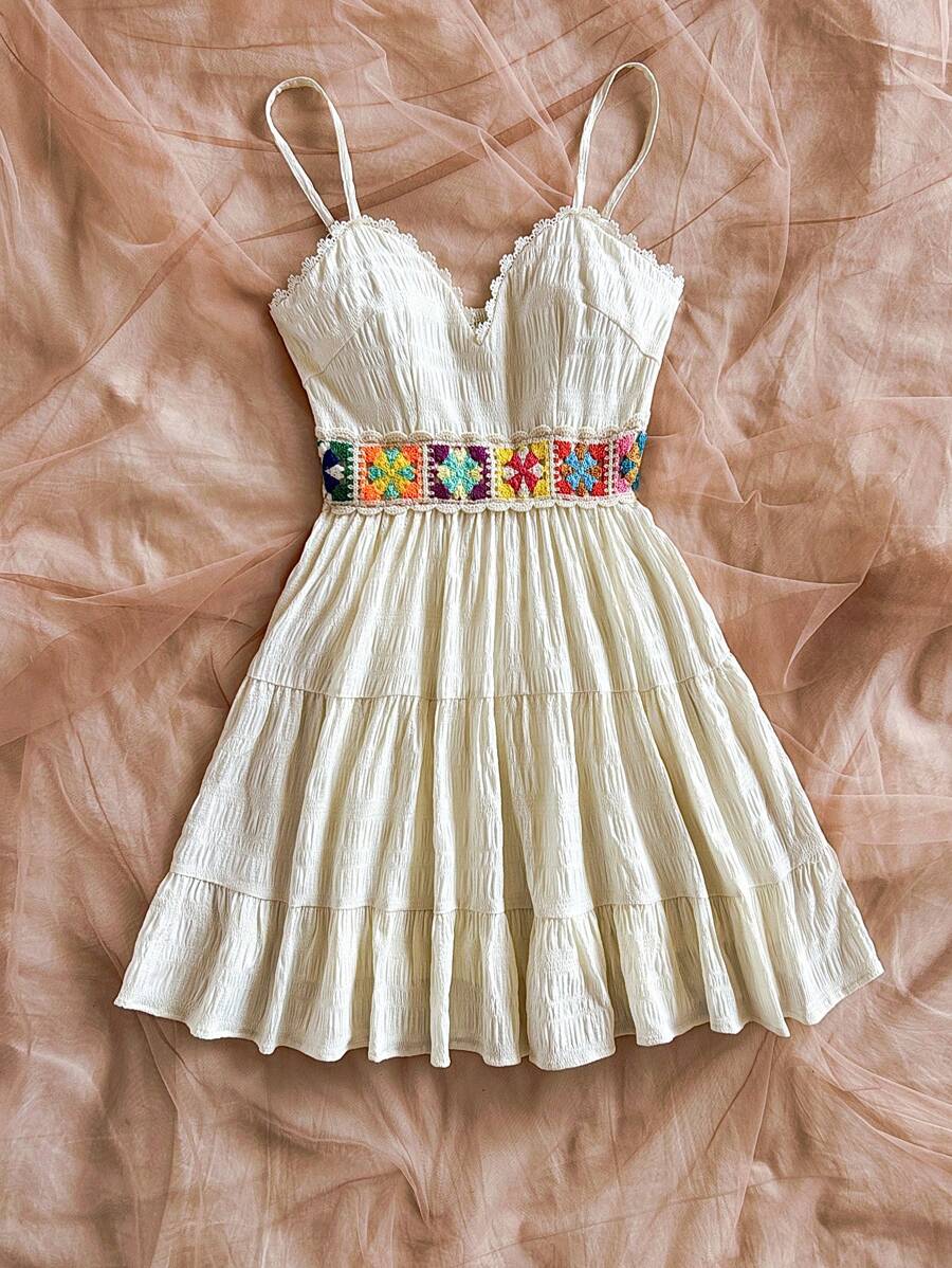 Vestido Mini Feminino Boho Suspensório com Estampa Mista – Damasco